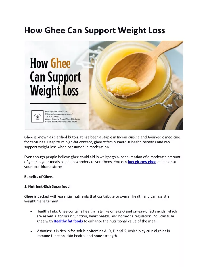 how ghee can support weight loss