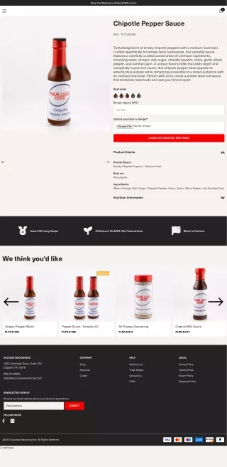 Chipotle Pepper Sauce private label | Success Seasonings