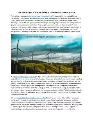 the advantages of sustainability a direction