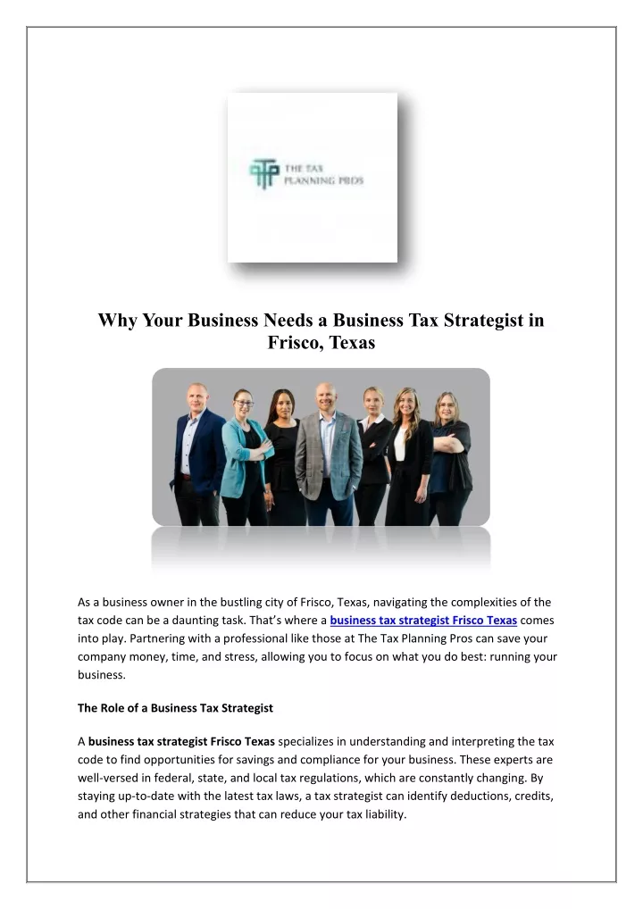 why your business needs a business tax strategist