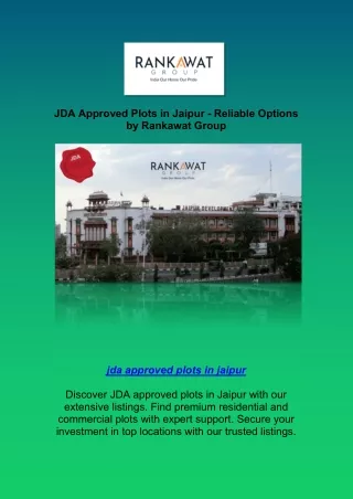 jda approved plots in jaipur reliable options