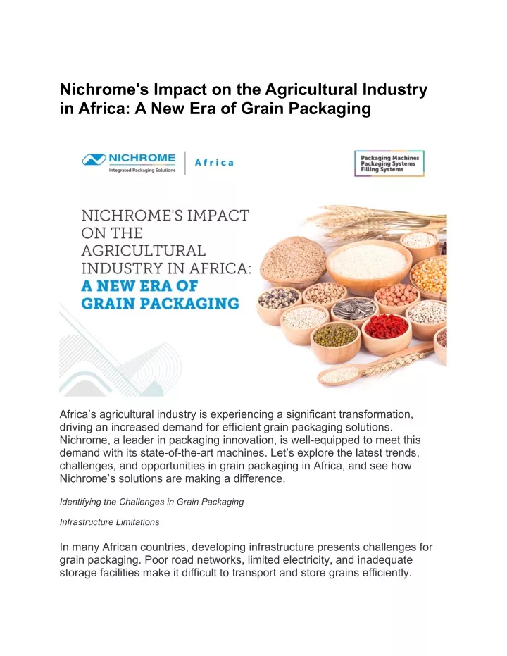 nichrome s impact on the agricultural industry