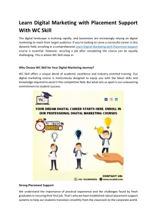 Learn Digital Marketing with Placement Support With WC Skill