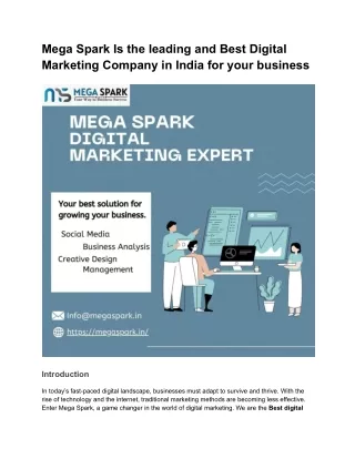 Mega Spark Is the leading and Best Digital Marketing Company in India for your business