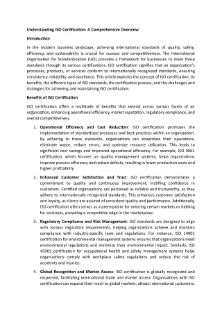 understanding iso certification a comprehensive