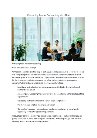 Enhancing Partner Onboarding with