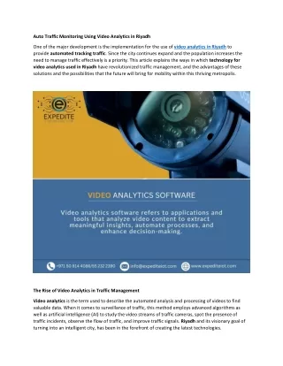 auto traffic monitoring using video analytics