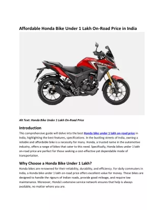 Affordable Honda Bike Under 1 Lakh On-Road Price