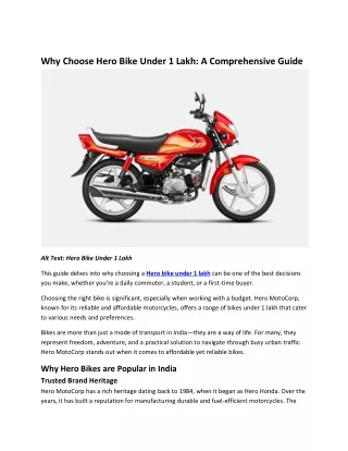 Discover Best Hero Bike Under 1 Lakh at BforBiker