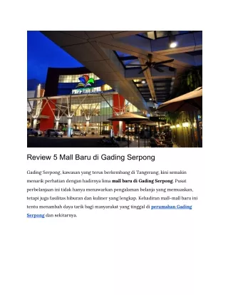 Review 5 Mall Baru di Gading Serpong