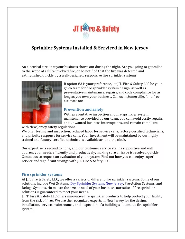 sprinkler systems installed serviced in new jersey