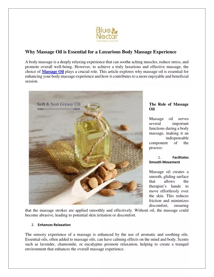 why massage oil is essential for a luxurious body