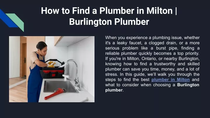 how to find a plumber in milton burlington plumber