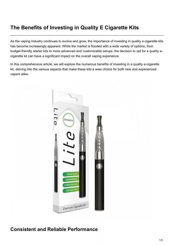 the benefits of investing in quality e cigarette