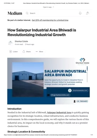 How Salarpur Industrial Area Bhiwadi is Revolutionizing Industrial Growth