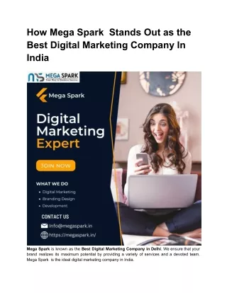How Mega Spark  Stands Out as the Best Digital Marketing Company In India