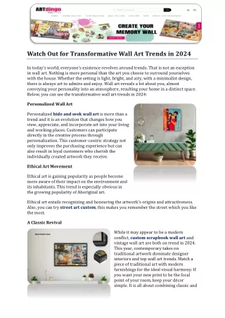 Watch Out for Transformative Wall Art Trends in 2024