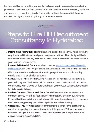 5 Steps to Hire HR Recruitment Consultancy in Hyderabad