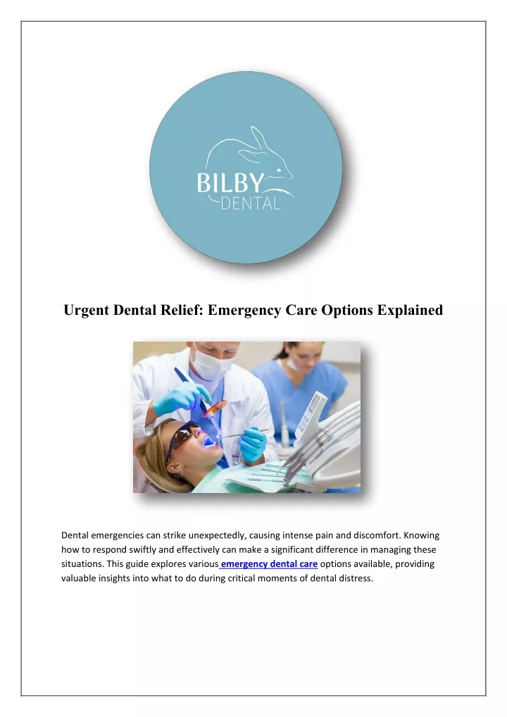 urgent dental relief emergency care options