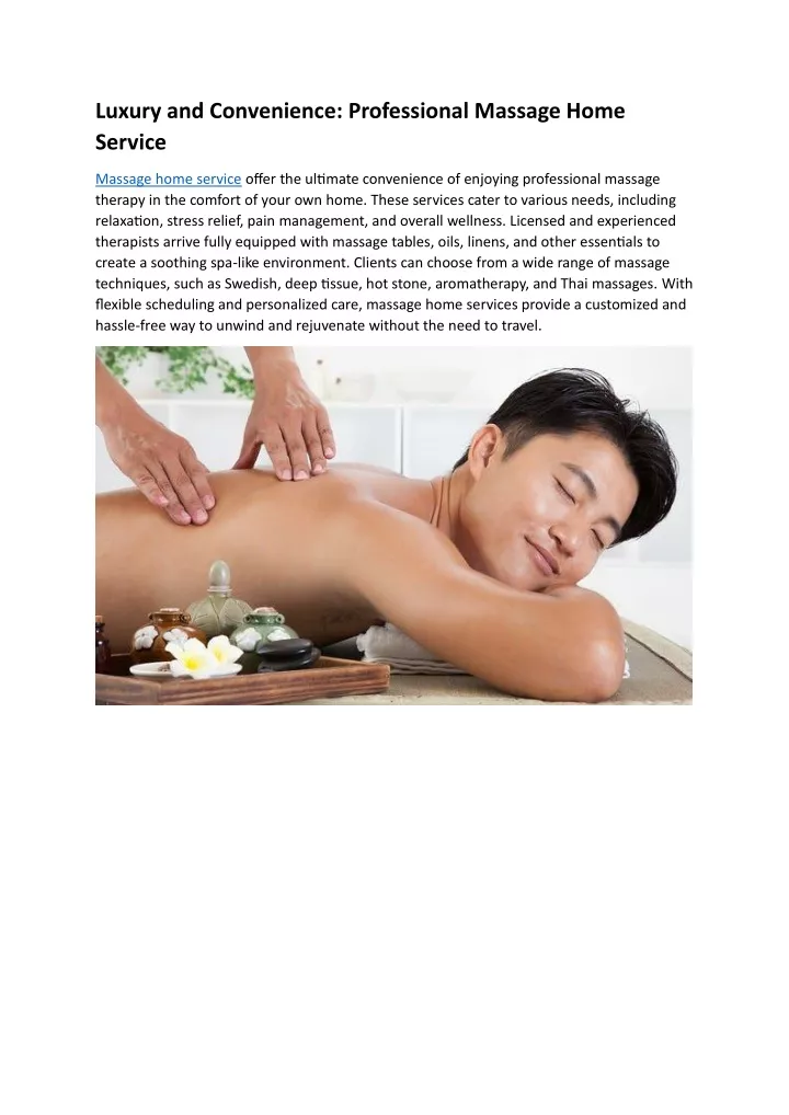 luxury and convenience professional massage home