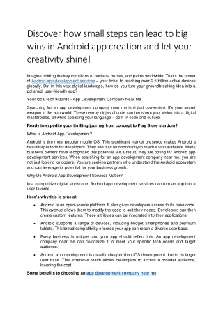 Discover how small steps can lead to big wins in Android app creation and let yo