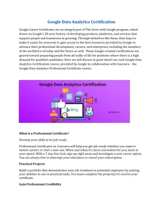 google data analytics certification