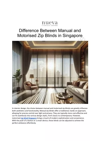 Difference Between Manual and Motorised Zip Blinds in Singapore