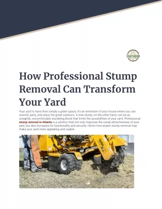 How Professional Stump Removal Can Transform Your Yard