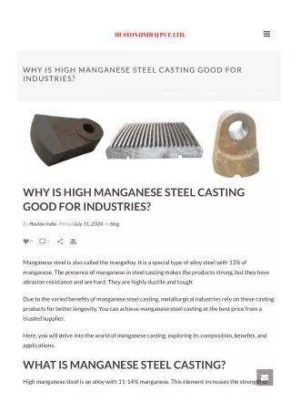 High Manganese Steel Castings | Know In Detail