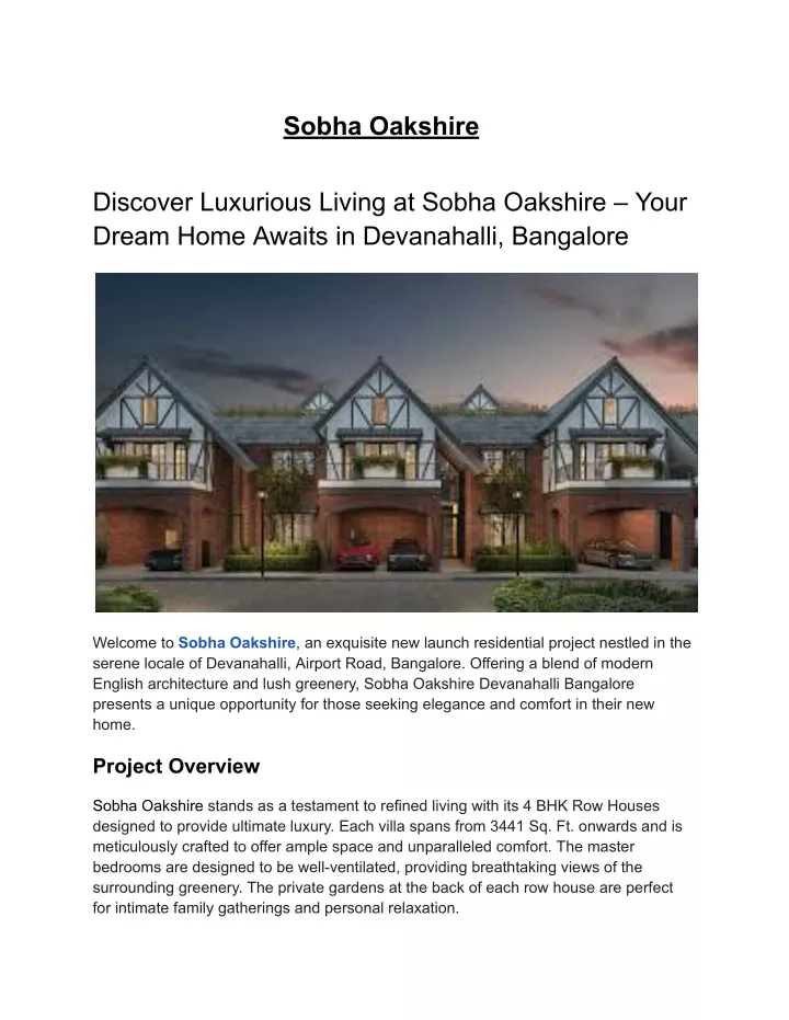 sobha oakshire