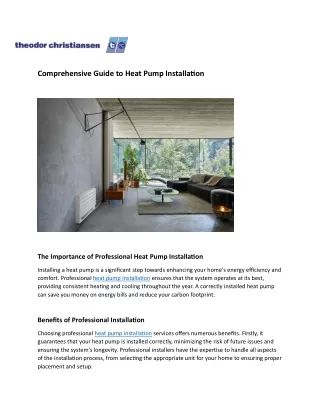 Comprehensive Guide to Heat Pump Installation