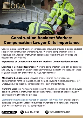 Construction Accident Workers Compensation Lawyer & Its Importance