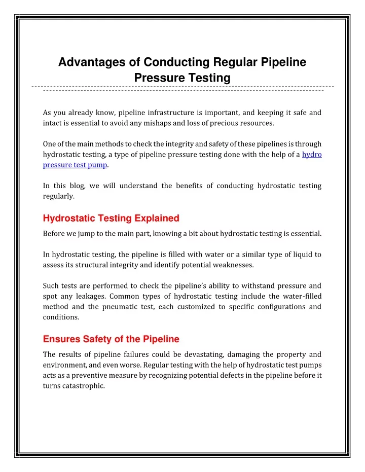 advantages of conducting regular pipeline