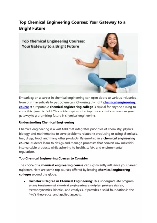 Top Chemical Engineering Courses Your Gateway to a Bright Future