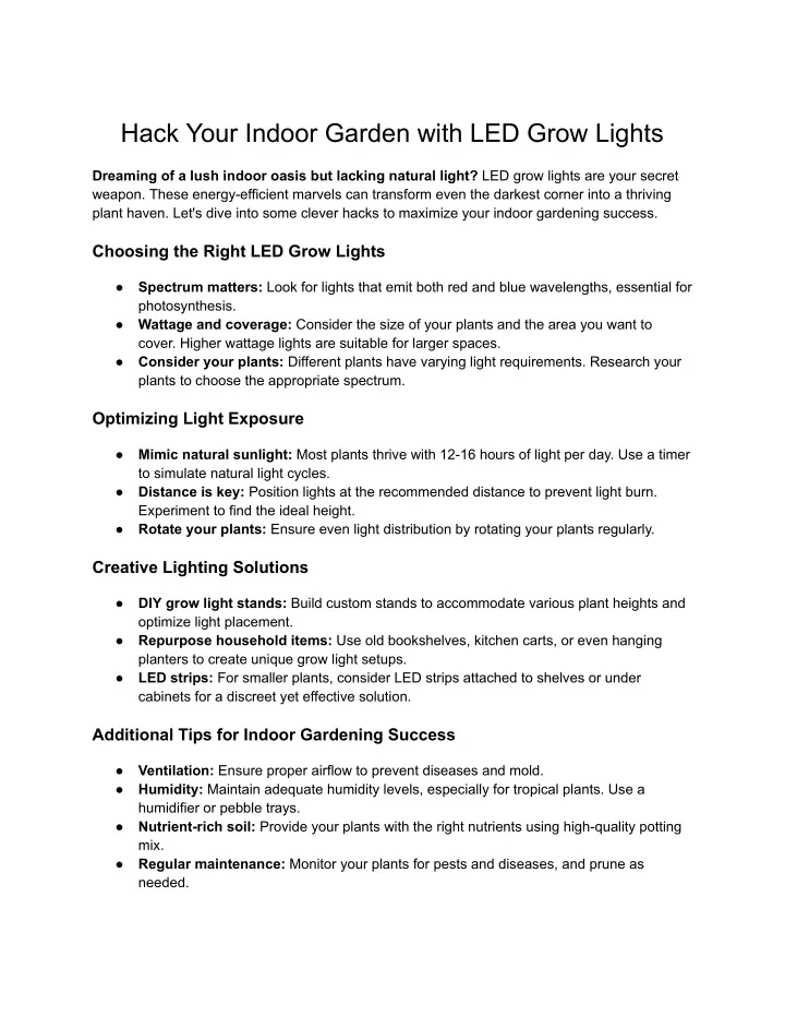 hack your indoor garden with led grow lights