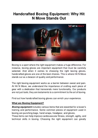 Buying Boxing Equipment | Discover the Craft of Handcrafted Boxing Gear