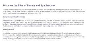 discover the bliss of beauty and spa services