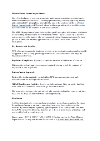 what is named patient import service