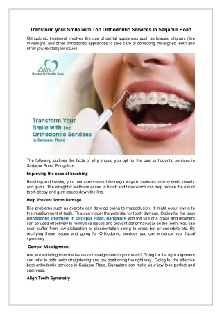 Transform your Smile with Top Orthodontic Services in Sarjapur Road