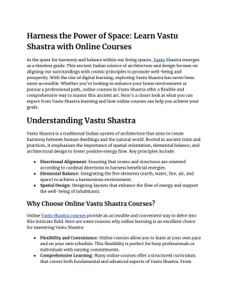 Harness the Power of Space_ Learn Vastu Shastra with Online Courses
