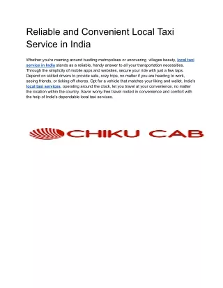 Reliable and Convenient Local Taxi Service in India