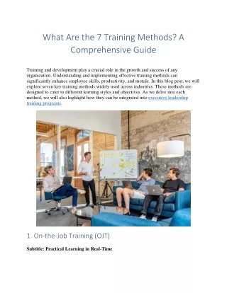 What Are the 7 Training Methods