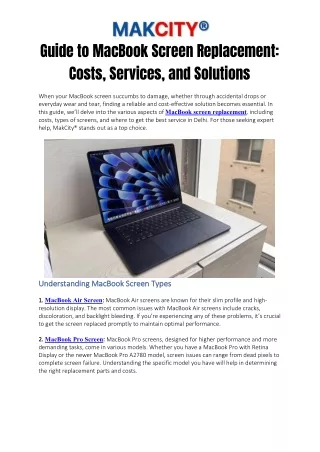 Guide to MacBook Screen Replacement