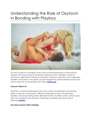 Understanding the Role of Oxytocin in Bonding with Playboy