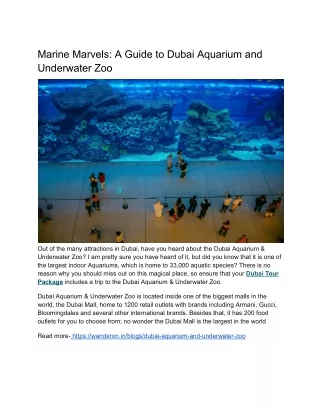 Marine Marvels: A Guide to Dubai Aquarium and Underwater Zoo