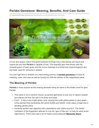 cabochonsforsale.com-Peridot Gemstone Meaning Benefits And Care Guide