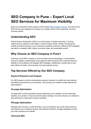 seo company in pune expert local seo services