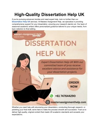 High-Quality Dissertation Help UK