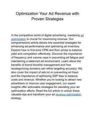 Optimization Your Ad Revenue with Proven Strategies