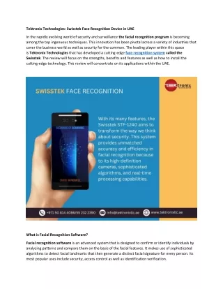 tektronix technologies swisstek face recognition